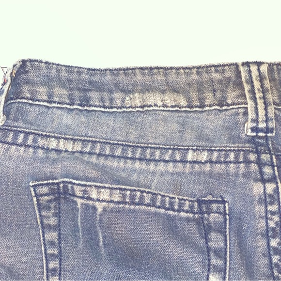 Forever 21 Jeans 26 Slim Low Rise Stonewash Skinny Denim Frayed Pockets Whiskers - Picture 15 of 15